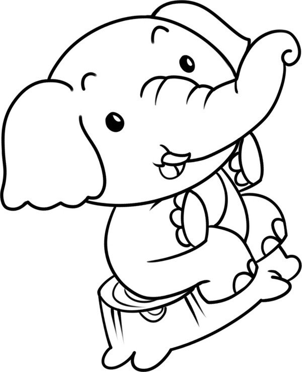 儿童动物小象简笔画