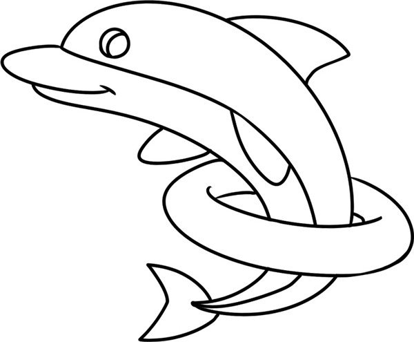 表演中的海豚怎么画简笔