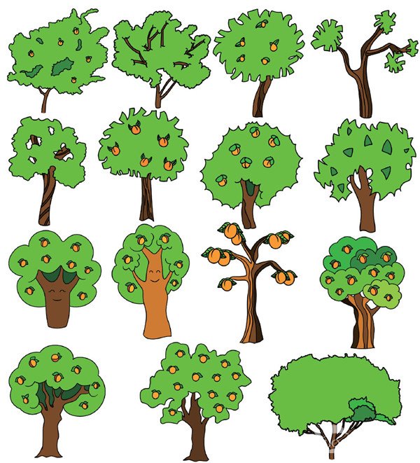 30种不同的树简笔画图片