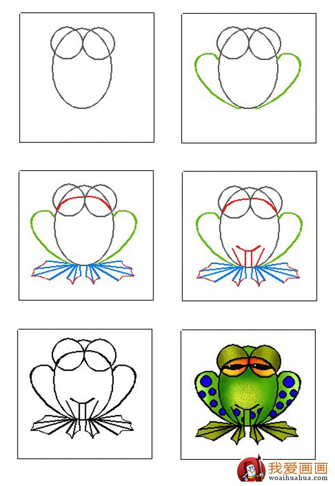 儿童简单漂亮青蛙简笔画步骤图片