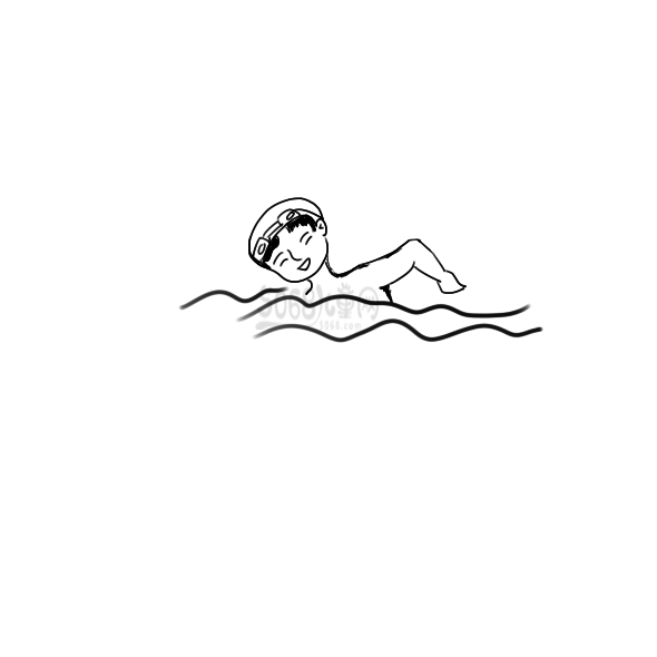 正在游泳的小男孩的简笔画