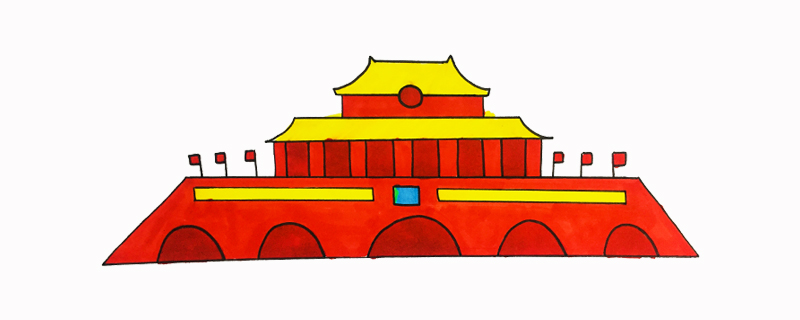二年级画北京天门简笔画绘画