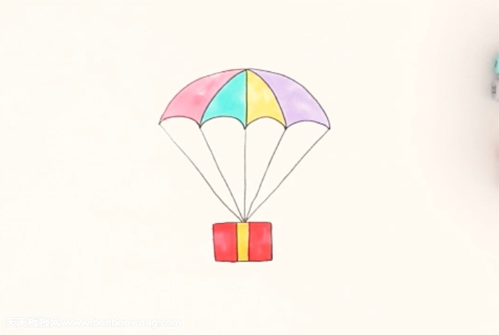 最简易降落伞的简笔画画法