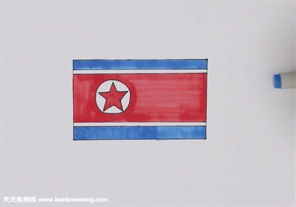朝鲜国旗简笔画怎么画