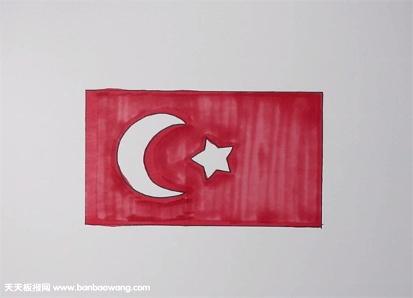 土耳其国旗的简笔画画法