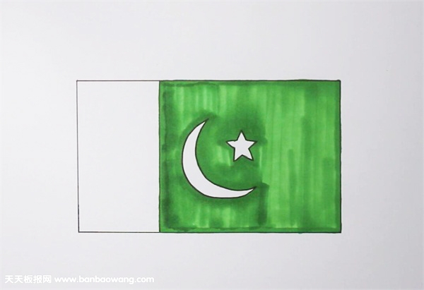 兄弟国巴基斯坦的国旗简笔画