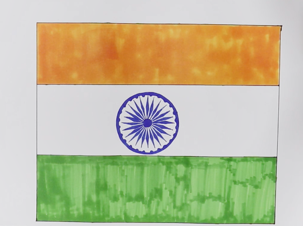 印度国旗简笔画步骤图解
