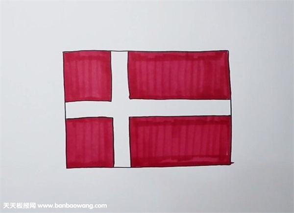 丹麦国旗简笔画怎么画