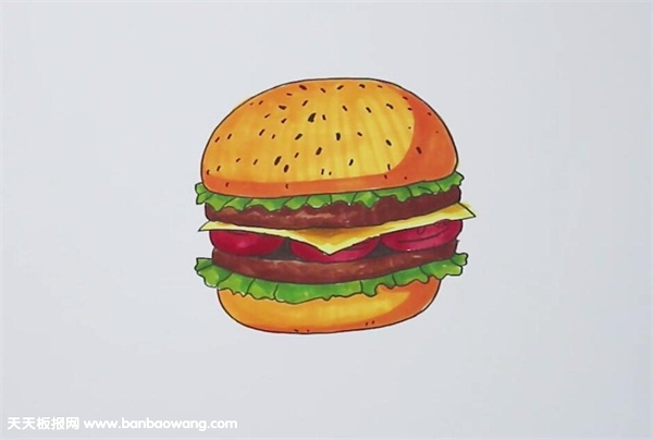 最简单的儿童汉堡包怎么画