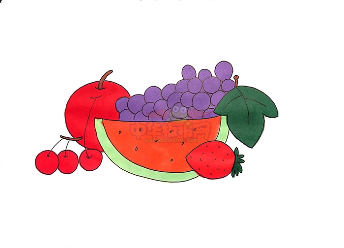 50种水果简笔画带颜色画法