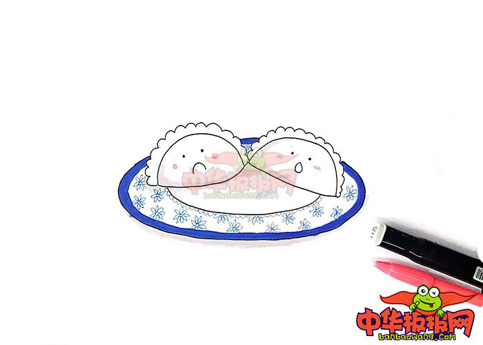 一盘饺子怎么画简笔画