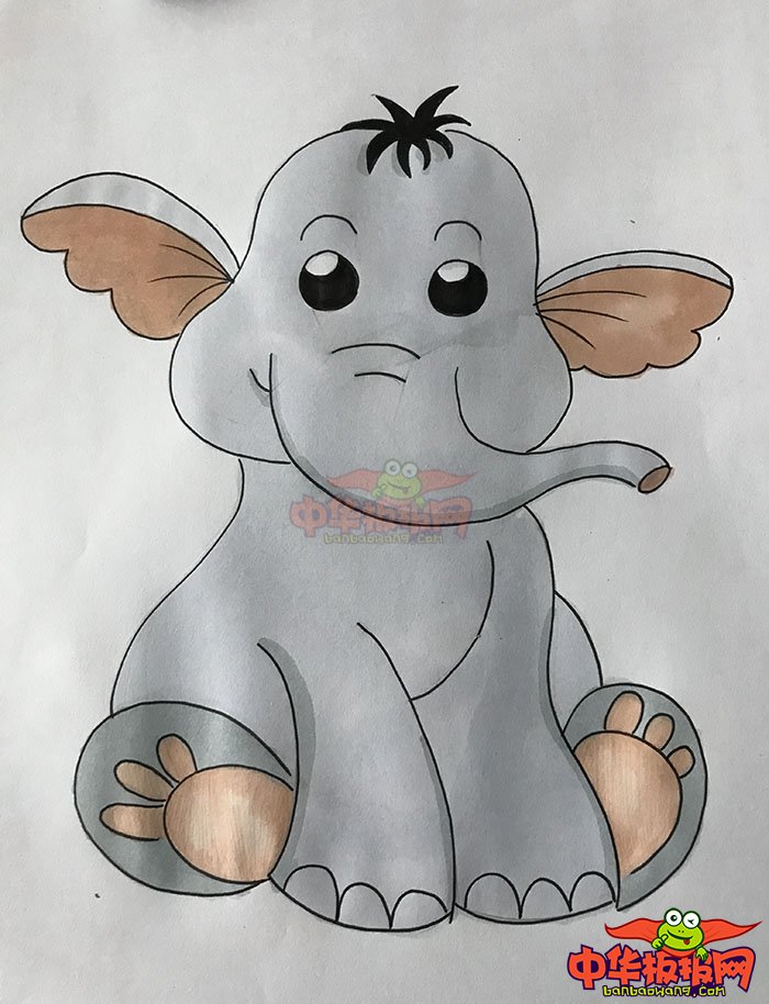 最简单可爱大象简单画法