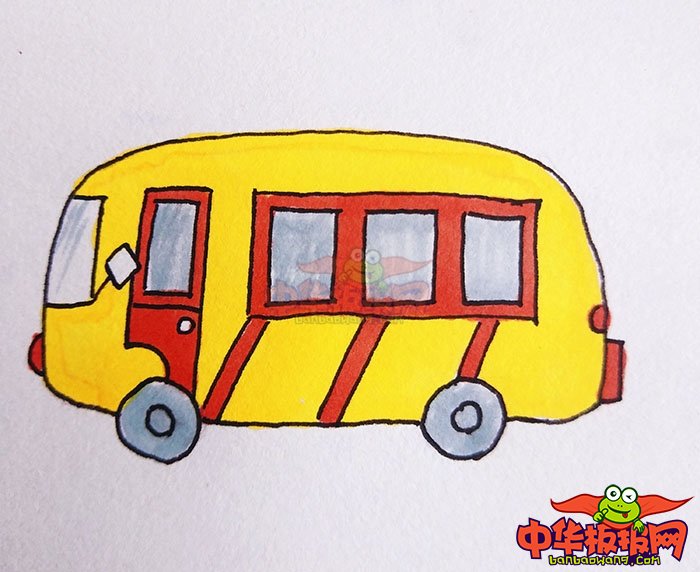 公共汽车彩色画法步骤图片