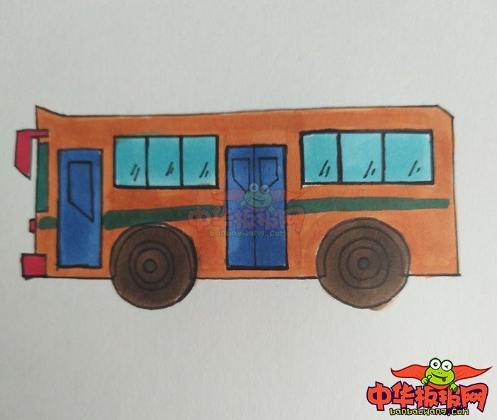 复杂点的公共汽车简笔画