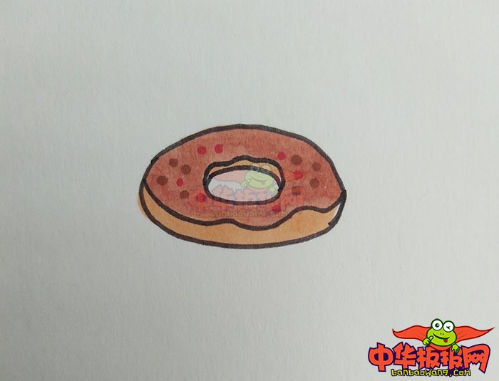 漂亮美味的彩色甜甜圈简笔画