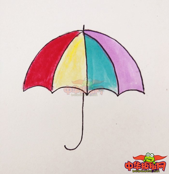 简单又漂亮的彩色雨伞怎么画