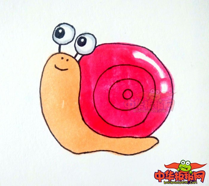可爱彩色蜗牛简笔画步骤