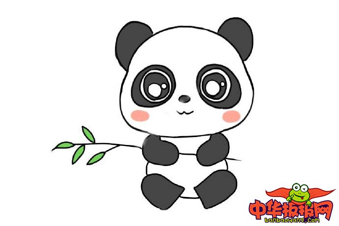 简单又美丽的大熊猫吃竹子画