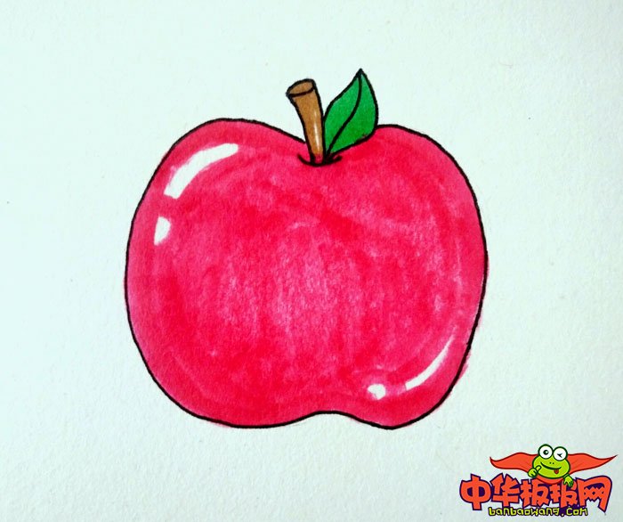 大红苹果的简单画法