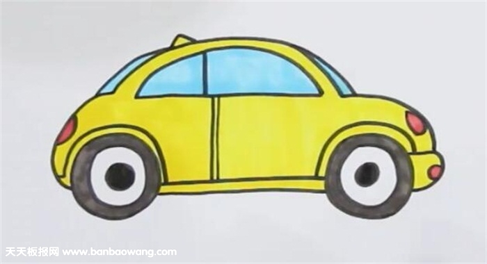甲壳虫汽车简笔画彩色