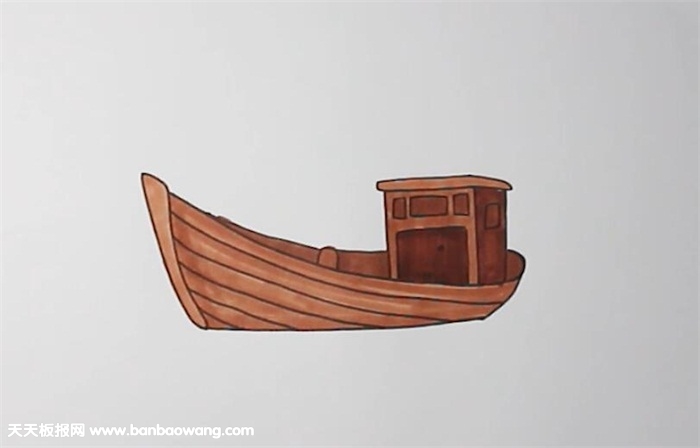 古代渔船怎么画简笔画带颜色