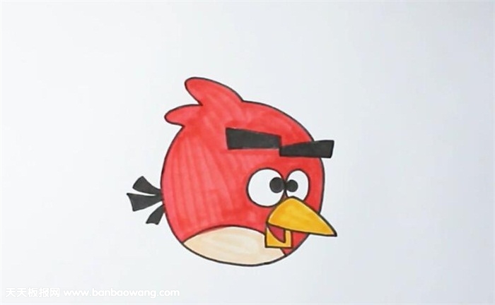 愤怒的小鸟简笔画彩色