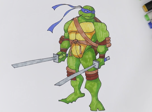 忍者神龟怎么画儿童画