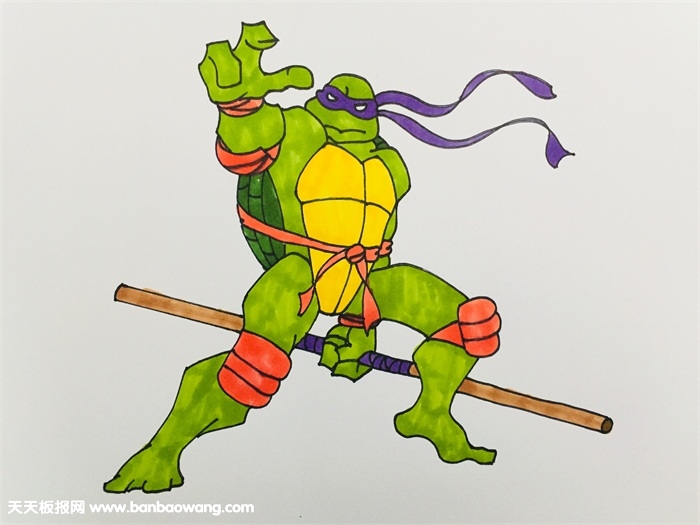 卡通忍者神龟简笔画带颜色