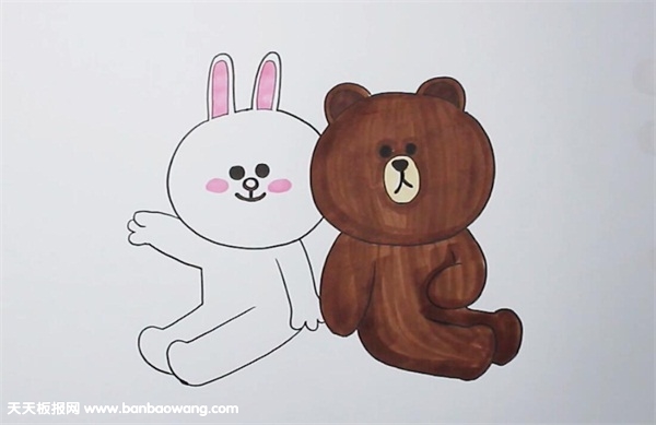 布朗熊和可妮兔简笔画教程步骤