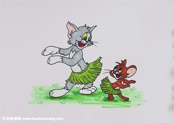 猫和老鼠一幅简笔画