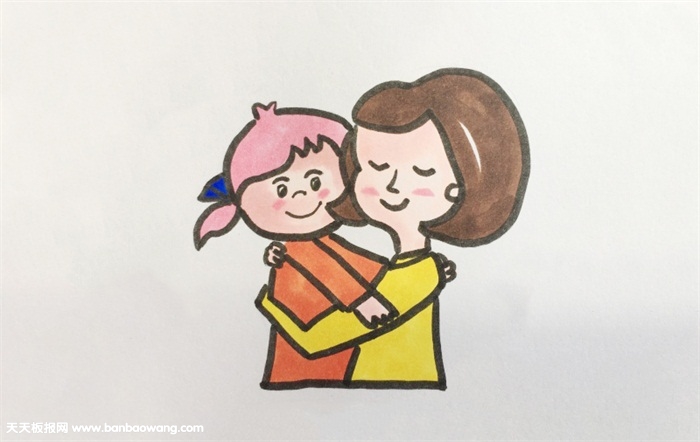 妈妈与女儿拥抱的简笔画