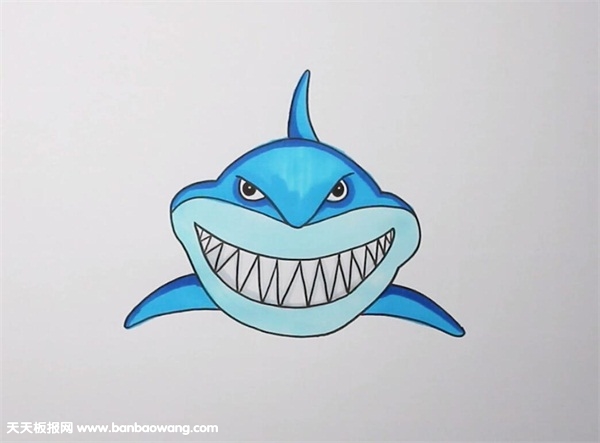 画可怕的巨齿鲨简笔画