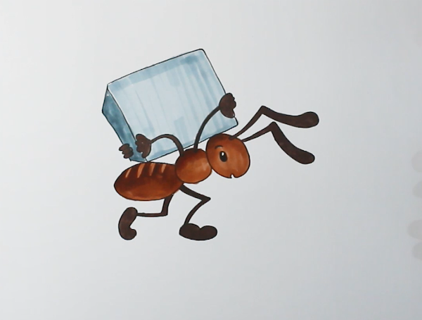 小蚂蚁搬家的情景简笔画