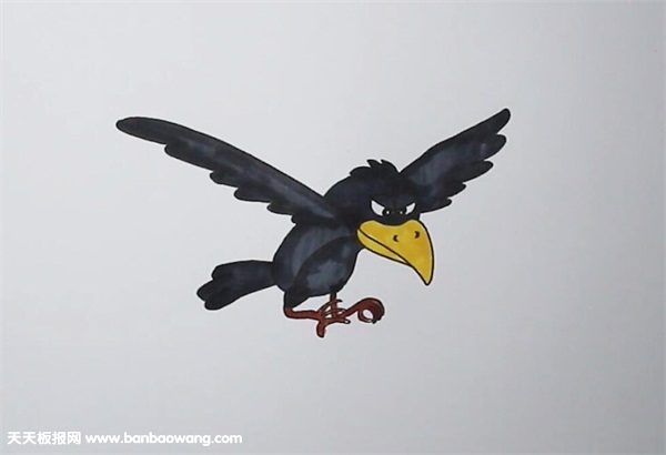 一只正在飞的乌鸦简笔画