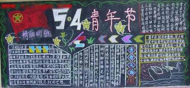 大学生5.4青年节黑板报图片