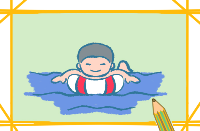简笔画游泳的小男孩