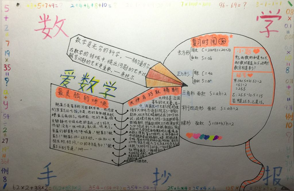 四年级数学知识梳理手抄报