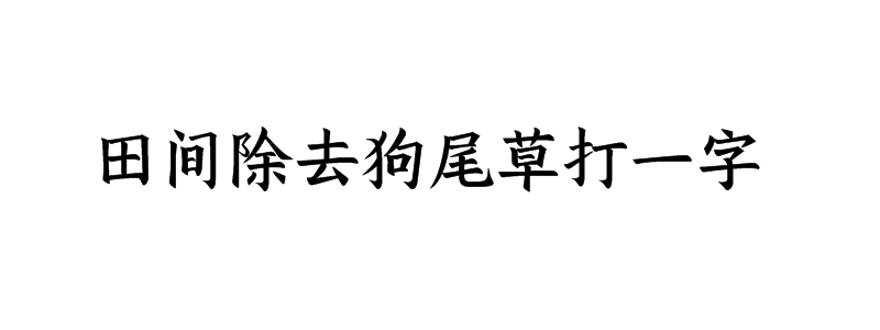 田间除去狗尾草打一字猜字谜是什么