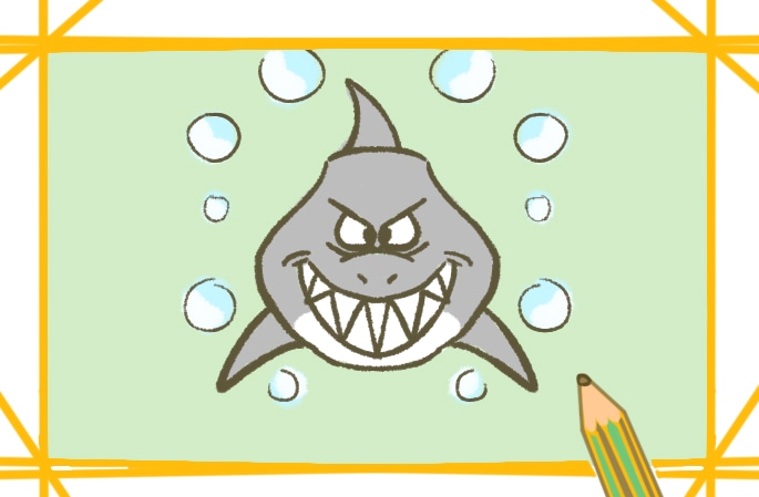 画可怕的大白鲨