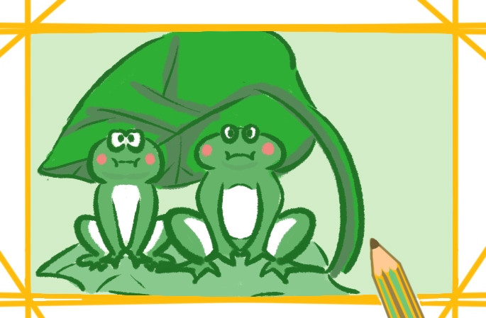 二年级两只小青蛙的画