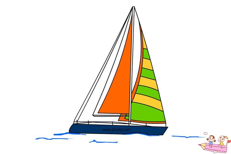 儿童小帆船简笔画带颜色