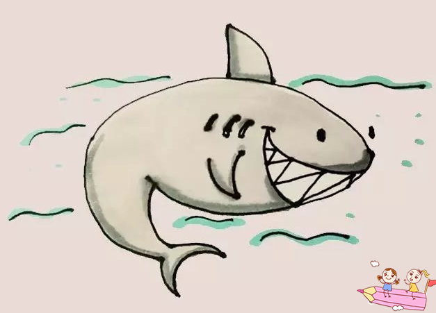 一年级画恐怖的鲨鱼