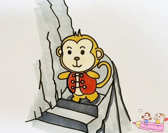 小猴子下山故事情景简笔画