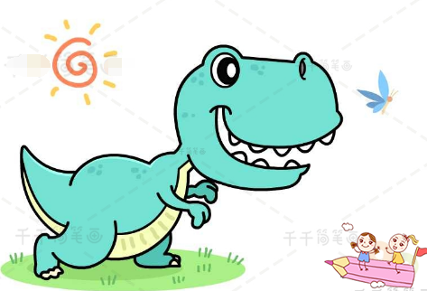 小恐龙可爱简笔画