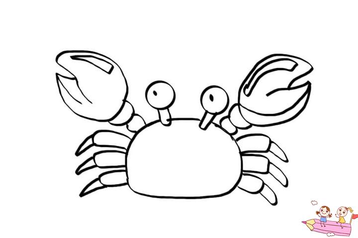 卡通螃蟹的画法简笔画图片