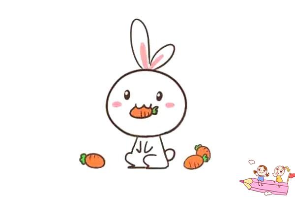 吃胡萝卜的兔子儿童画