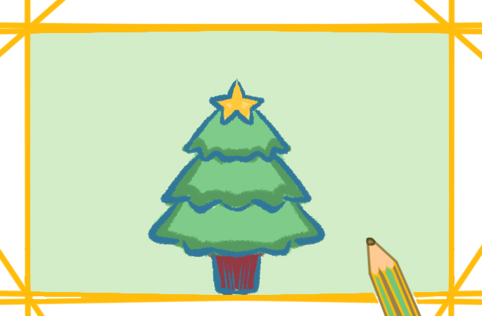 既简单又漂亮的圣诞树简笔画