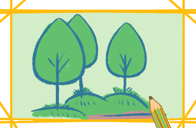 画一幅小树林的儿童画