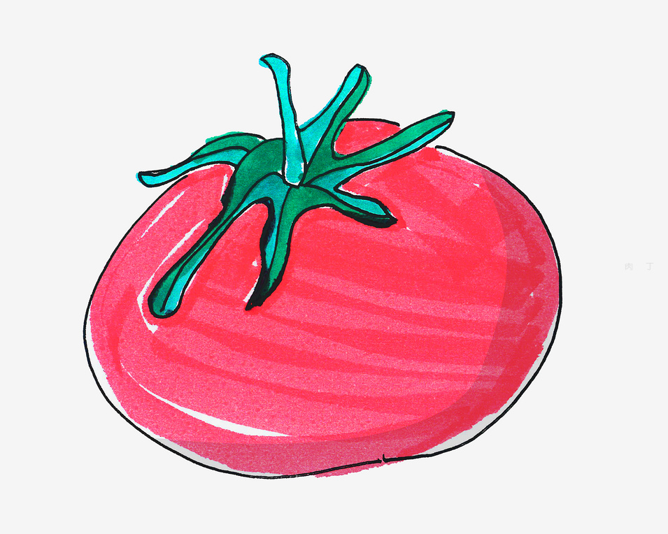 7岁儿童画带颜色小西红柿怎么画