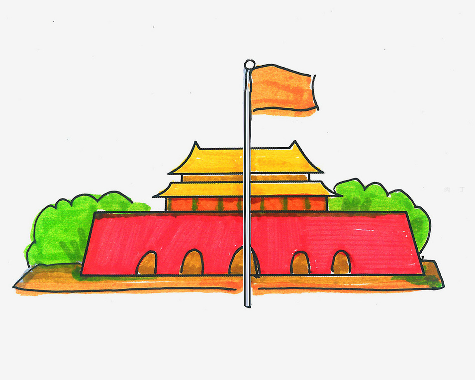 画北京天门的正面画法